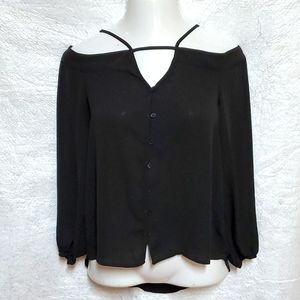 Express Cold Shoulder Long Sleeve Top